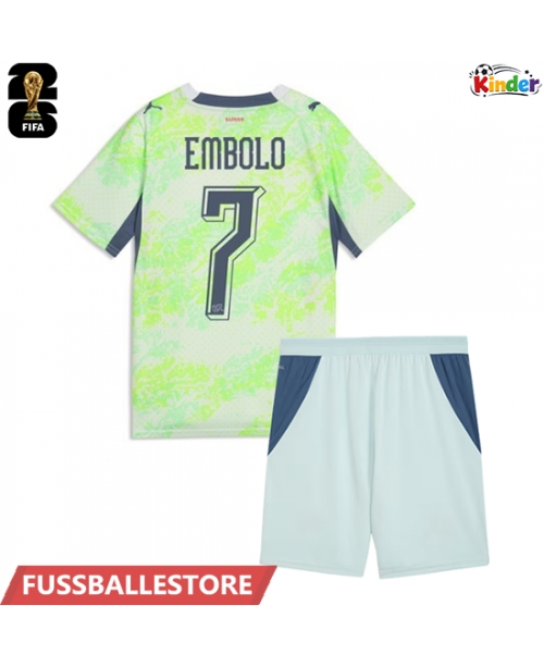Günstige Schweiz Breel Embolo #7 Auswärts Trikotsatzt Kinder WM 2026 Kurzarm (+ Kurze Hosen)